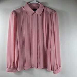 Vintage Summerfield‎ Women's Pink Pleated Long Sleeve Button Up Blouse Size 10